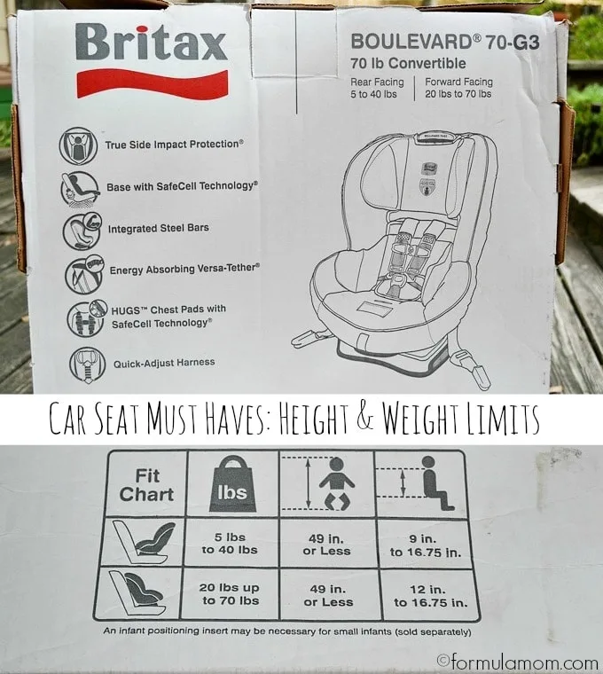 rear-facing car seat weight and height limit